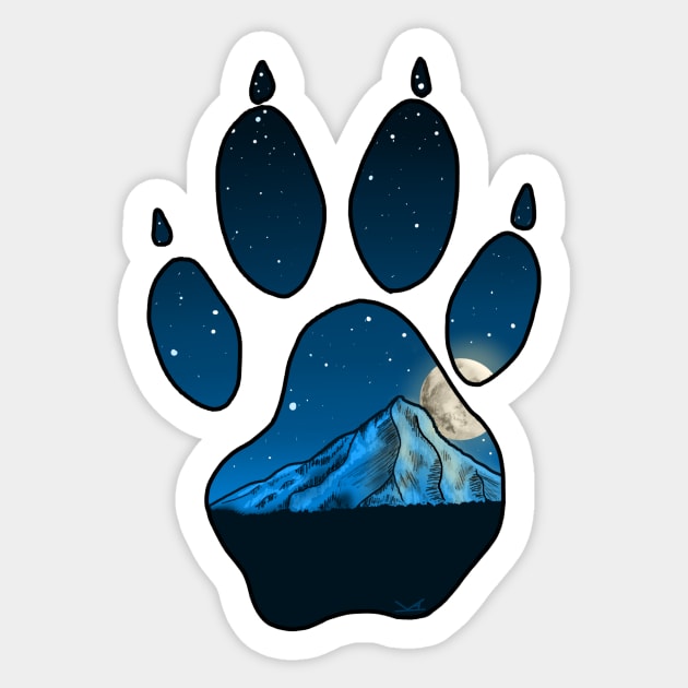 Wolf Paw Print - Mount Hood Sticker by FernheartDesign